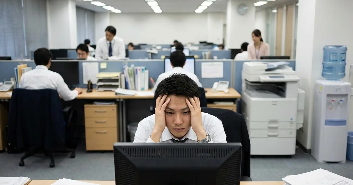 พนักงานเครียดที่โต๊ะทำงานในออฟฟิศ